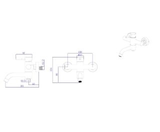 Смеситель для ванны с коротким изливом RUSH Melos (SUS1101-44Black)
