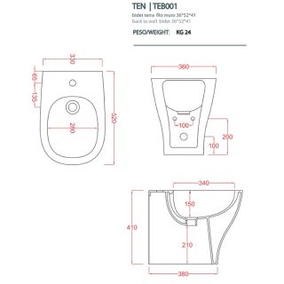 Биде Artceram TEN TEB001 01 00 bi белое