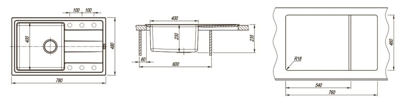 Кухонная мойка Florentina Комби 780 серый шёлк