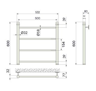 Полотенцесушитель водяной Indigo LineL LLW60-50BR 60x50 см чёрный муар
