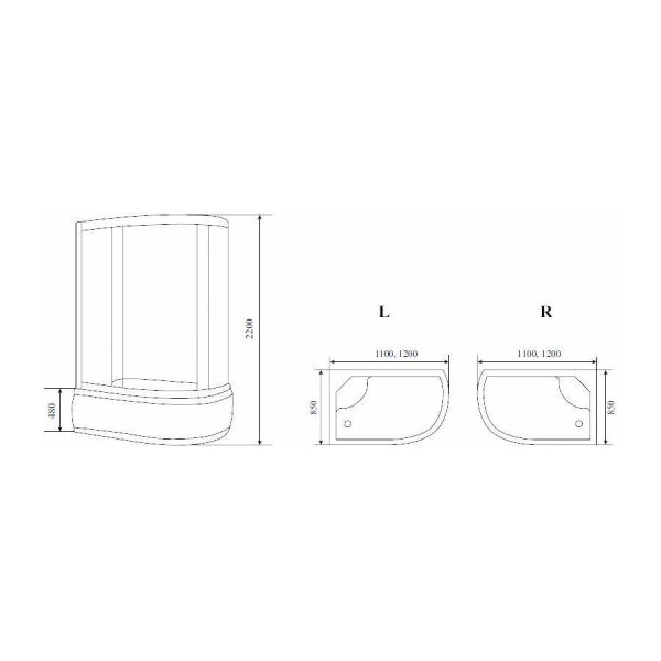 Душевая кабина Timo Standart правая 85x120x220см T-5520 R