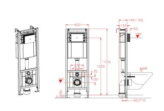 Инсталляция для подвесного унитаза DQ DI8640116 с белой клавишей