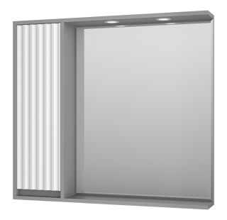 Зеркальный шкаф с подсветкой Brevita Balaton левый 90см белый/серый