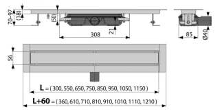 Душевой лоток AlcaPlast с решеткой под кладку плитки 75см хром APZ115-750