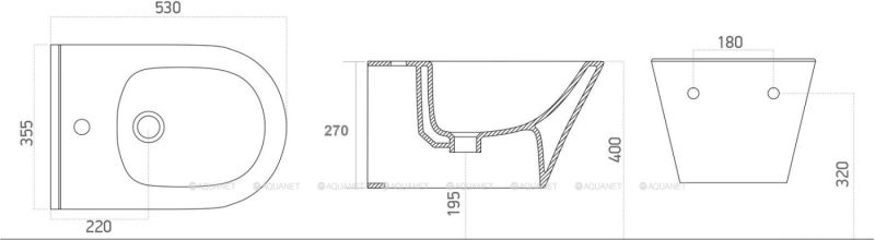 Биде подвесное Aquanet Lake LAKE-B2B 316464 чёрный матовый