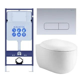 Комплект SET AQUATEK АЛЬТАИР cm-014 4в1 унитаз с инсталляцией кнопкой и сиденьем микролифт
