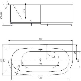 Акриловая ванна Aquatek Морфей MOR190-0000059 190х90 см с фронтальным экраном вклеенный цельносварной металлический каркас
