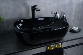 Раковина Gid BL1302 53347 накладная черная глянцевая 50x40x14