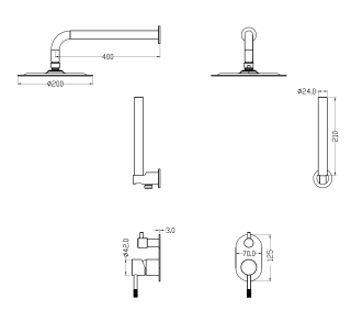 Душевой комплект Boheme Uno 464-B чёрный