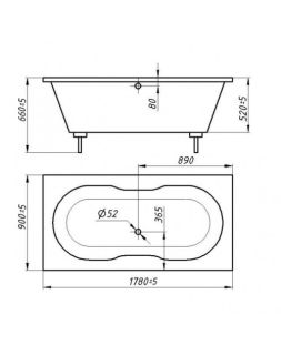 Ванна из искусственного камня Фэма Стиль Бомонд 178x90 см