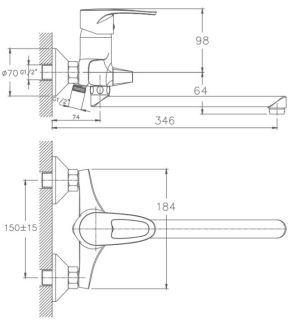 Смеситель для ванны Haiba HB2265 хром