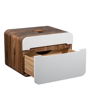 Тумба RUNO Ницца 60 темное дерево белая подвесная под накладной умывальник (00-00002124)