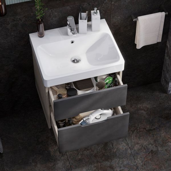 Тумба под раковину Акватон Оливия 55см грей/дуб ойстер 1A254201OLUG0