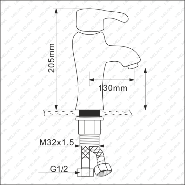 Смеситель для раковины Melana MLN-F-002CBK-M чёрный матовый