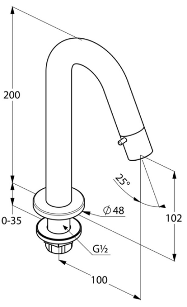 Кран с управлением в изливе Kludi Bozz хром 380160530