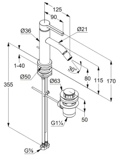 Смеситель для биде Kludi Nova Fonte Pura 20216N215 сталь оружейная брашированная
