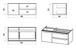 Подвесная тумба под раковину Brevita Cargo CAR-01100-011П2Я 100см белый
