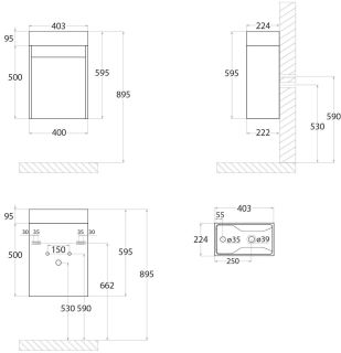 Подвесная тумба под раковину Art&Max Family 40см белый глянцевый Family-400-1D-SO-BL