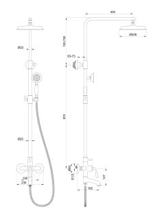 Душевая стойка Wonzon & Woghand Steam WW-88739008-BG брашированное золото