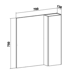 Зеркальный шкаф Runo дуб серый Мальта 70 (00-00001102)