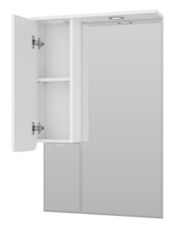 Зеркальный шкаф с подсветкой Misty Чегет 65см левый белый