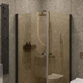 Душевой уголок на монопетле by Deonria U-80-79-6-BR-B 80x79см чёрный/бронза