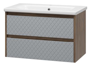 Подвесная тумба под раковину Brevita Chester CHE-09080-49502Я 80см серый/дуб Чарльстон темно-коричневый