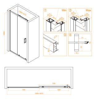 Душевая дверь RGW CL-14B 32091416-14 160см чёрный