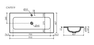 Раковина Ceramicanova Grace CN7019MB 90 см чёрный матовый