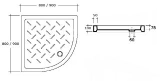 Полукруглый керамический поддон RGW CR/R-099 900х900х100