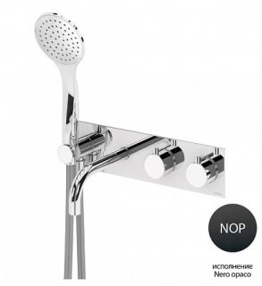 Встраиваемый термостатический смеситель для ванны и душа однорычажный, переключатель на 3 выхода, чёрный матовый Cezares CZR-B-VDM2-T-NOP