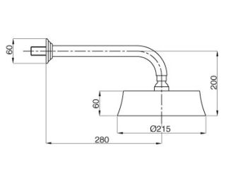 Верхний душ с изливом, круглое сечение, золото Cezares CZR-TDD2-03/24