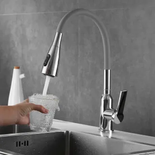 Смеситель для кухни Shevanik S843-9 серый/хром