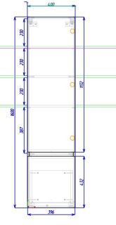 Шкаф подвесной Art&Max Techno 40x160см левый смоки софт AM-Techno-1600-AC-SO-ZB815-L