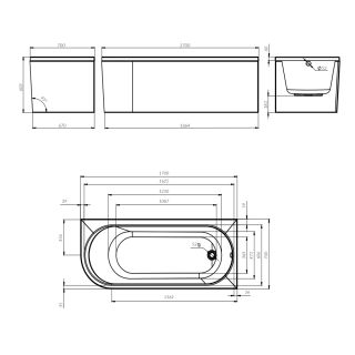 Ванна акриловая Am.Pm X-Joy W94A-170R70W-ARP 170x70 см правосторонняя с каркасом и панелью белый