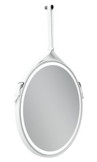 Зеркало с подсветкой Sancos Dames DA650W 65см на кожаном ремне белый