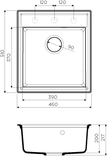 Мойка кухонная Omoikiri Daisen 46-BL 4993614 Artgranit/Черный