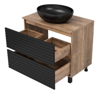 Напольная тумба под раковину Brevita Dakota DAK-07080-19/02-2Я 80см дуб Галифакс олово/чёрный