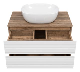 Подвесная тумба под раковину Brevita Dakota DAK-09080-19/01-2Я 80см дуб Галифакс олово/белый