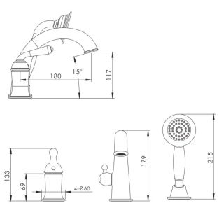 Смеситель на борт ванны Rose R0212Q бронза