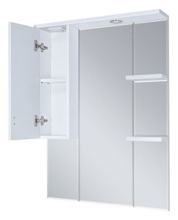 Зеркальный шкаф с подсветкой Misty Дива 75см левый белый