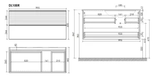 Подвесная тумба под раковину Sancos Delta DL100RW правая 100см дуб светлый/белый