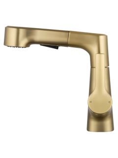 Смеситель для раковины Wonzon & Woghand WW-121B108-BG с выдвижным изливом брашированное золото