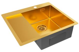 Мойка кухонная Paulmark Kroner PM225951-BGR правая брашированное золото