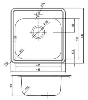 Кухонная мойка IDDIS Strit STR48P0i77S с сифоном 48см сталь