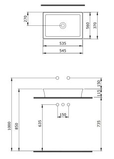 Раковина Berges EGO SL 181209 55см белый матовый