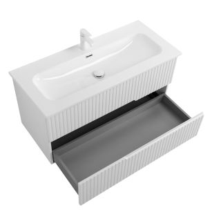 База под раковину Cezares подвесная с двумя выкатными ящиками, Ясень Белый Софт, 1000x457x500, DUET-N-1000-2C-SO-FBS-P