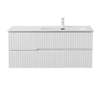 База под раковину Cezares подвесная с двумя выкатными ящиками, правосторонняя, Bianco Lucido, 1200x457x500, DUET-N-1200-2C-SO-BL-R