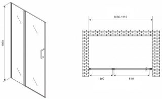 Душевая дверь ABBER Sonnenstrand 110см хром AG04110S