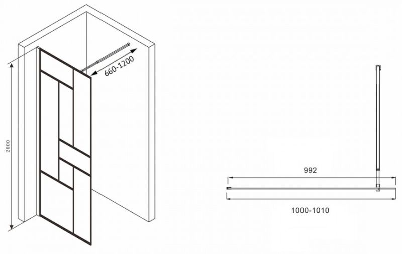Душевая перегородка ABBER Immer Offen 120см чёрный AG63120B8